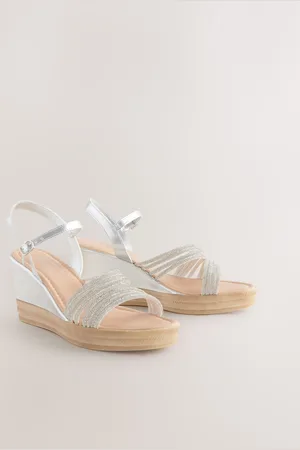 Next Forever Comfort Round Toe Asymmetrical Bling Platform Wedgeseu41