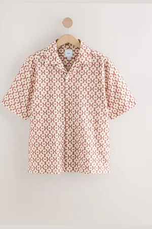 Next Trellis Textured Short Sleeve 100% Cotton ShirtTaille XS