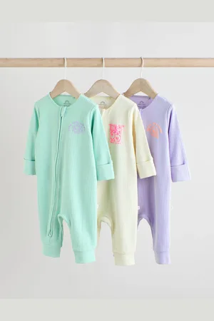 Next Zip double sens Bébé Sans pied 100% Cotton Sleepsuits 3 Lot (0mths-3yrs)8086cm