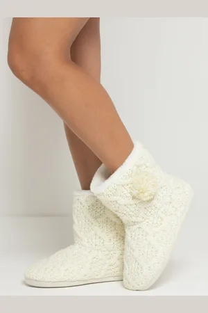 Pour Moi Chaussons bottines doublés de fausse fourrure en maille torsadée M