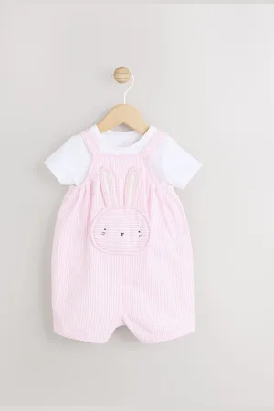 Next Short Sleeve 100% Cotton Bodysuit And Leg Baby Dungaree Set (0mths-2yrs)3 - Mois 6 (62 - 68cm)