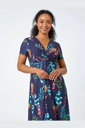 Roman Floral Twist Detail Stretch Dress44