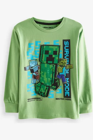 Next Minecraft Creeper 100% Coton Manches longues Flippy Sequin T-shirt (4-16ans)6 ans (116cm)