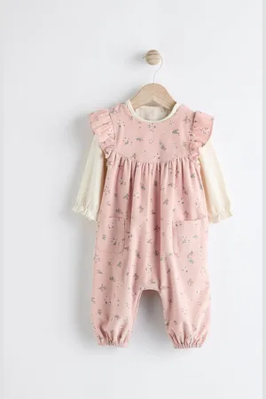 Next Baby Corduroy 100% Cotton Dungarees and Long Sleeve Bodysuit Set (0mths-2yrs)Up to 1 Month (56cm)