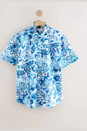 Next Watercolour Floral Printed Short Sleeve 100% Cotton ShirtGrand