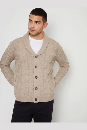 Threadbare Cable Knit Shawl Collar Cardigan With WoolXL