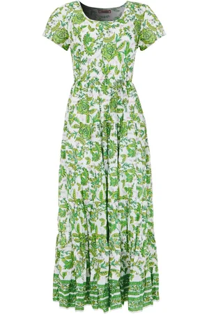 Joe Browns Botanical Full Skirt Crinkle 100% Cotton Maxi Dress40petite