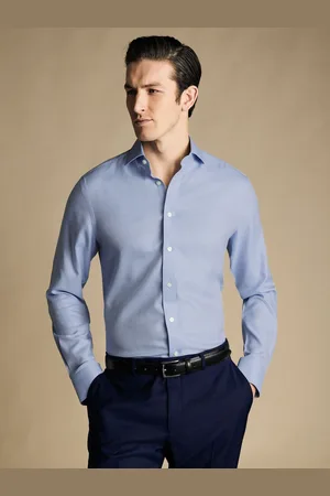 Charles Tyrwhitt Coupe ajustée Chemise non repassée à chevrons 100% coton41cm R (UK 16 R)