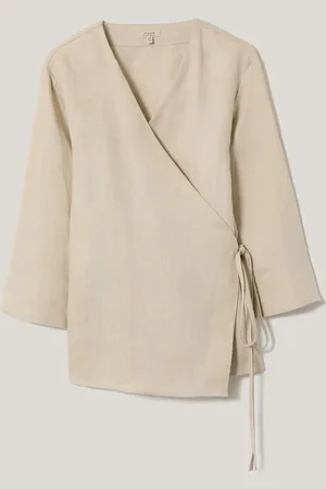 Jigsaw 100% Linen Wrap Front Top44