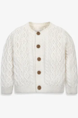 The Little Tailor Baby Cream Fisherman Cable Knit 100% Cotton Cardigan5662cm