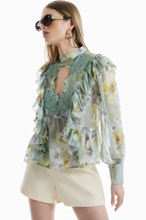River Island Long Sleeve Ruffled Floral Blouse40