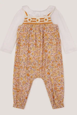 Monsoon Baby Frill Blouse and Floral Print 100% Cotton Romper Set9298cm