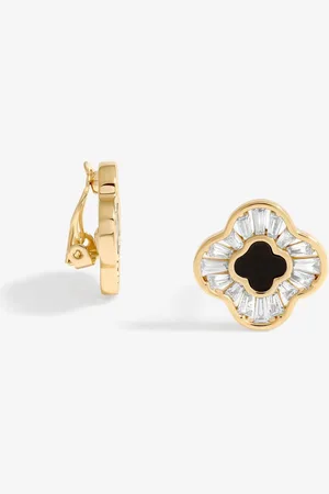 Jon Richard Cubic Zirconia And Jet Enamel Clip EarringsUn an