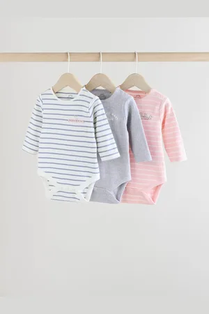 Next Baby Long Sleeve Ribbed 100% Cotton Bodysuits 3 Pack6 - Mois 9 (68 - 74cm)