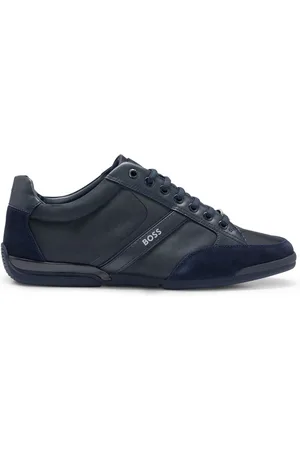 HUGO BOSS Mix Materials Trainers With Suede and Faux Leather (Baskets en daim et faux cuir)