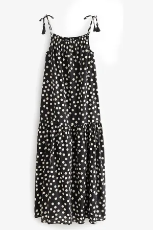 Next Strappy Drop Waist Tiered Maxi Dress with Linen44 Tall