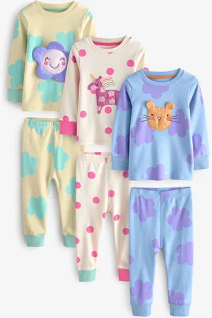 Next 3 Lot 100% Coton Manches longues Se blottir Pyjamas (9mths-16yrs)1.5 - 2 ans (86 - 92cm)