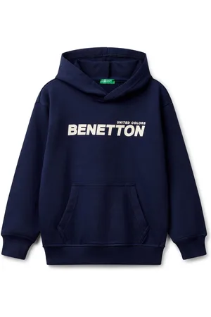 Benetton Boys Blue Logo Hooded 100% Cotton Sweatshirt8 - 9 ans (128 - 134cm)