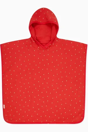 Mori Poncho de plage fraise 100% coton biologique98104cm