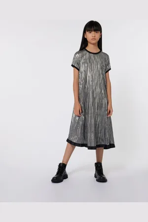 DKNY Metalic Plisse Logo Mi-long Robe8 ans (128 cm)