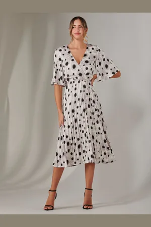 Jolie Moi Pleated Wrap Midi Dress44