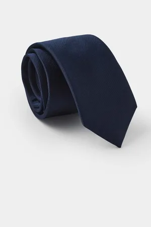 SAVILE ROW Cravate en soie fine en sergé fin marine TAILLE UNIQUE