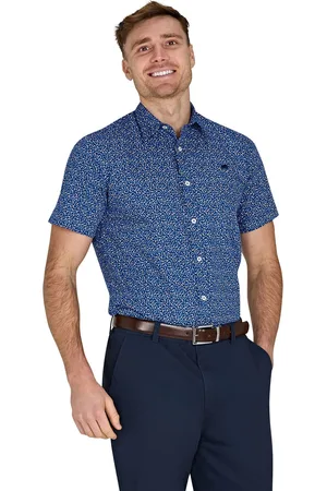 Raging Bull Chemise bleue à manches courtes et fleurs 100% coton6X-Large