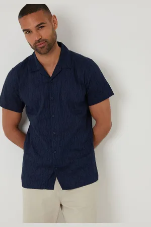 Threadbare Chemise à manches courtes à col révéré texturé 100% coton plissélarge