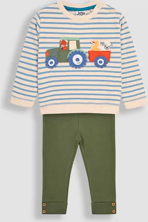 JoJo Maman Bébé Ensemble sweat et legging Tractor appliqué6268cm