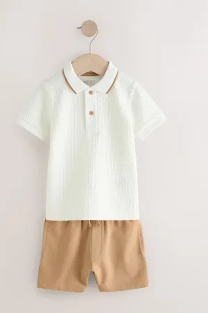 Next Short Sleeve Textured Cotton Polo Shirt and Shorts Set (3mths-7yrs)1.5 - 2 ans (86 - 92cm)