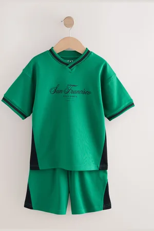 Next Sporty V-Neck Short Sleeve 100% Cotton T-Shirt and Shorts Set (3-16yrs)166168cm