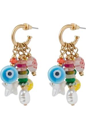 Bibi Bijoux Gold Tone Multi Beaded Hoop Earringsun