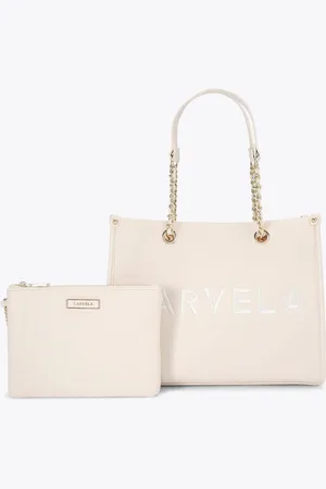 Carvela Cream Sorrento Midi Chain Tote Bagun