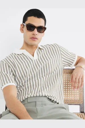 River Island Regular Fit Stripe Crochet Polo Shirtpetit