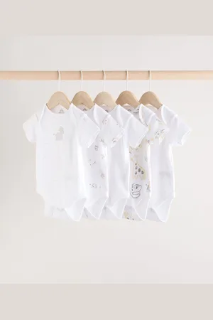 Next Baby Animal Print Short Sleeve 100% Cotton Bodysuit 5 PackUp to 1 Month (56cm)