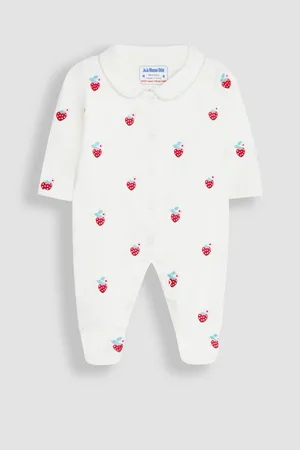 JoJo Maman Bébé Popper Embroidered 100% Organic Cotton Sleepsuit5662cm