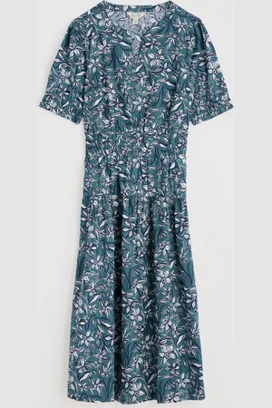 Seasalt Cornwall Edith Smocked 100% Organic Cotton Midi Dress42