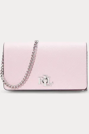 Ralph Lauren Pink Turn Lock Textured Leather Chain Cross-Body Clutch Bagun