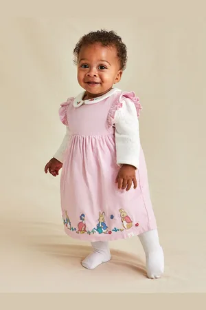 JoJo Maman Bébé Baby Peter Rabbit Embroidered Dress and Body SetJusqu
