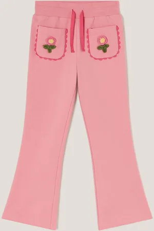 Monsoon Crochet Flower Print Flare 100% Cotton Joggers134140cm