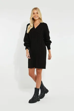 Threadbare Robe pull en maille torsadée épaisse à col en V36