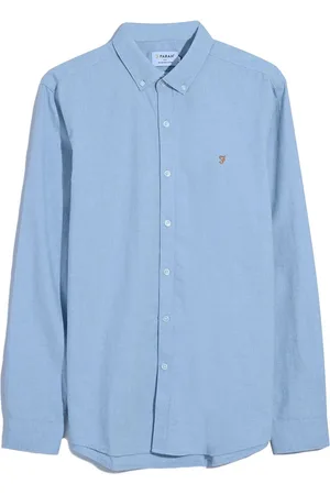 Farah Steen Manches longues 100% coton biologique Chemises en marron noisetteGrand