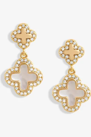 Jon Richard Mother Of Pearl Double Drop Clover EarringsUn an