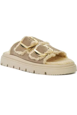 Dune Sandales plates Lodge en faux shearling