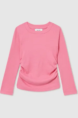 Reiss Trina Cotton-Jersey Ruched Long-Sleeve T-Shirt152158cm