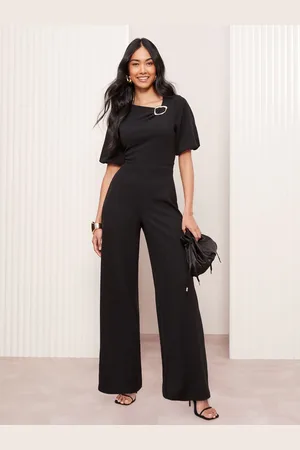 Friends Like These Tailored Abstract Buckle Puff Sleeve Jumpsuit40