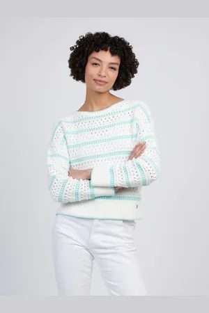U.S. Polo Assn. U. S. Polo Assn Womens Stripe Open Knit Cable 100% Cotton JumperMédium