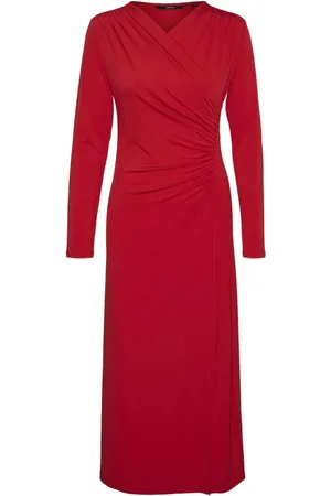 VERO MODA Manches longues Col en V Jersey Midaxi Robe38