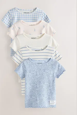 Next Ribbed Short Sleeve Tops 5 Pack (3mths-7yrs)9298cm