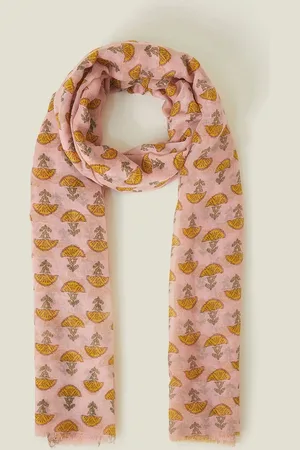 Accessorize Lightweight Floral Block Print Scarfun